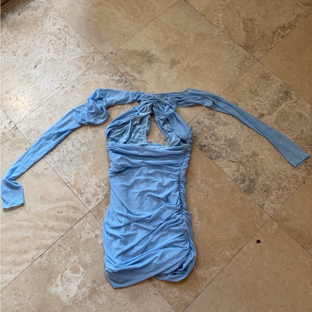 Oh Polly Light Blue Kids Halter One-Piece - Picture 4 of 4
